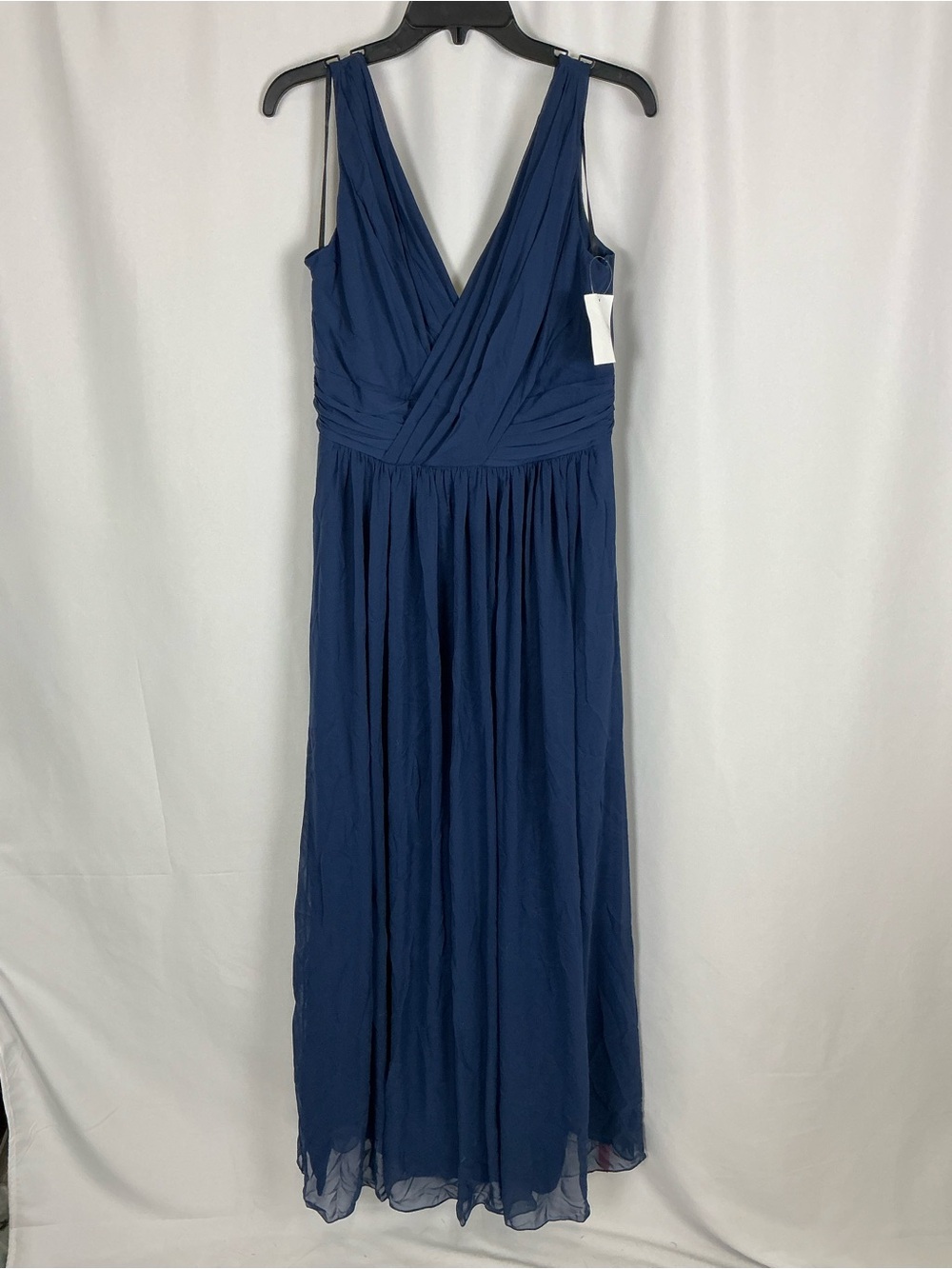 Dessy Collection Sophia Blue V‑Neck Draped Chiffon Maxi Dress